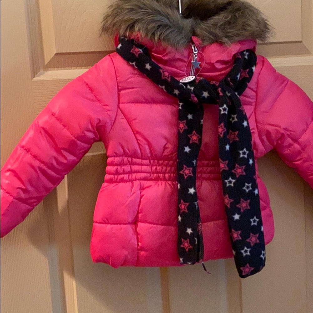 LAST CHANCE NWT girls pink coat w scarf - Picture 2 of 5